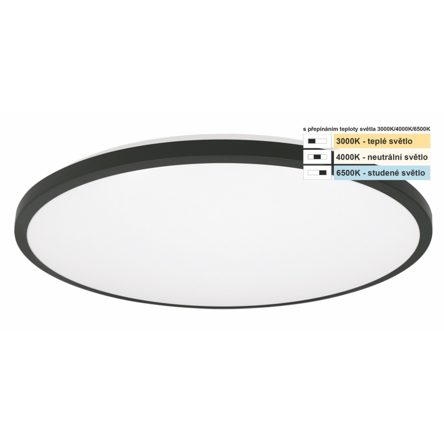 Top Light - LED Plafon łazienkowy ONYX LED/18W/230V IP44 3000/4000/6500K śr. 34 cm czarny