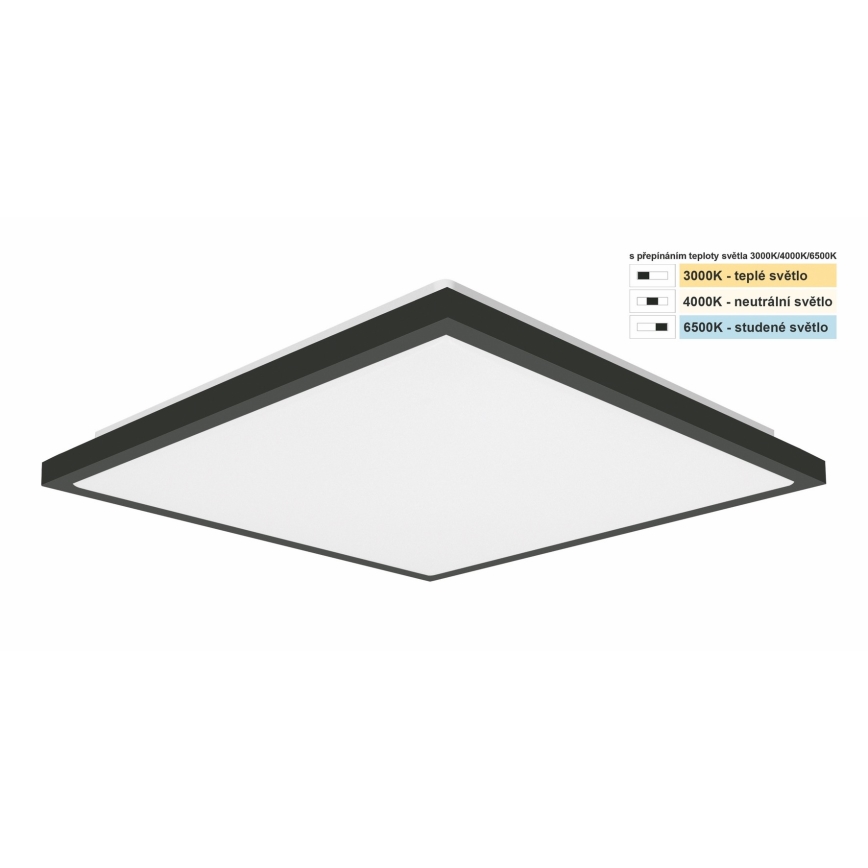 Top Light - LED Plafon łazienkowy ONYX LED/24W/230V IP44 3000/4000/6500K 38x38 cm czarny
