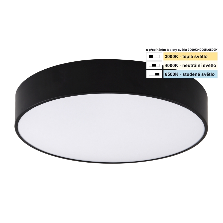 Top Light - LED Plafon łazienkowy PETAL LED/24W/230V IP44 3000/4000/6500K śr. 35 cm czarny