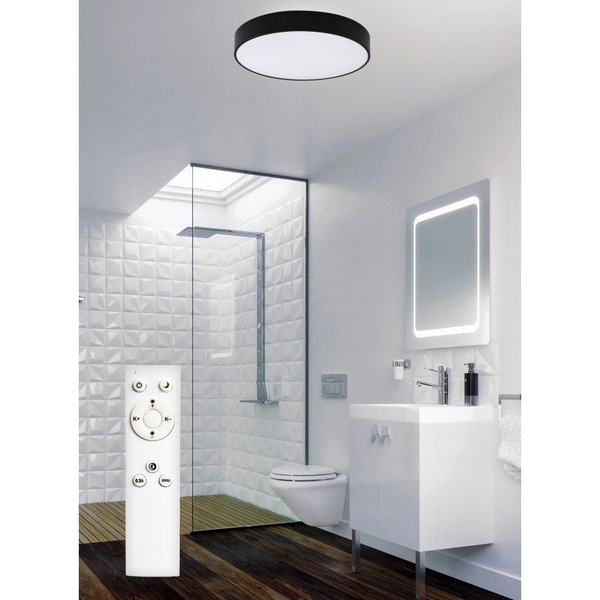 Top Light - LED Ściemnialny plafon łazienkowy PETAL LED/48W/230V IP44 3000-6500K śr. 48 cm czarny + zdalne sterowanie