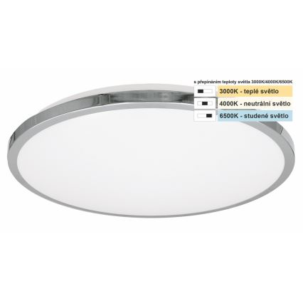 Top Light - LED Plafon łazienkowy SILVER LED/10W/230V IP44 3000/4000/6500K śr. 29 cm chrom błyszczący