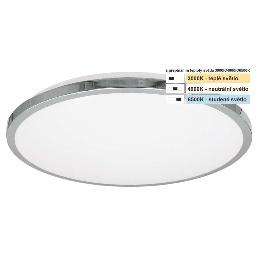 Top Light - LED Plafon łazienkowy SILVER LED/10W/230V IP44 3000/4000/6500K śr. 29 cm chrom błyszczący