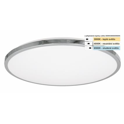 Top Light - LED Plafon łazienkowy SILVER LED/18W/230V IP44 3000/4000/6500K śr. 34 cm chrom błyszczący