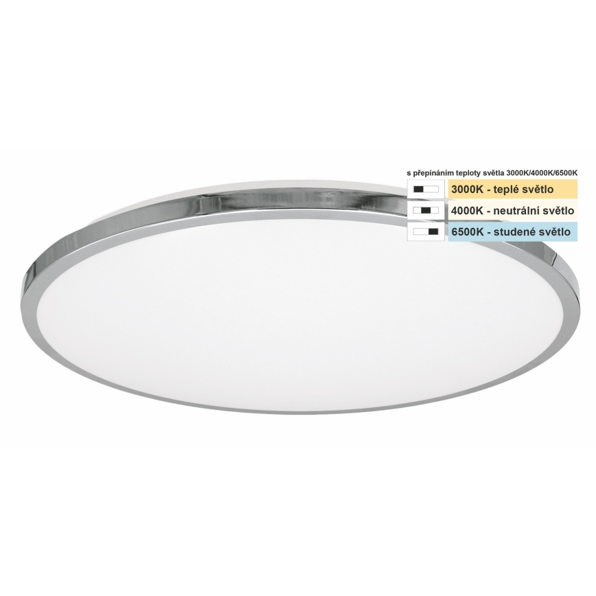 Top Light - LED Plafon łazienkowy SILVER LED/18W/230V IP44 3000/4000/6500K śr. 34 cm chrom błyszczący