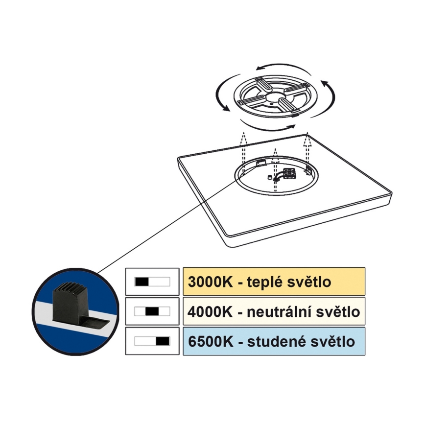 Top Light - LED Plafon REVIT LED/24W/230V 3000/4000/6500K 30x30 cm biały