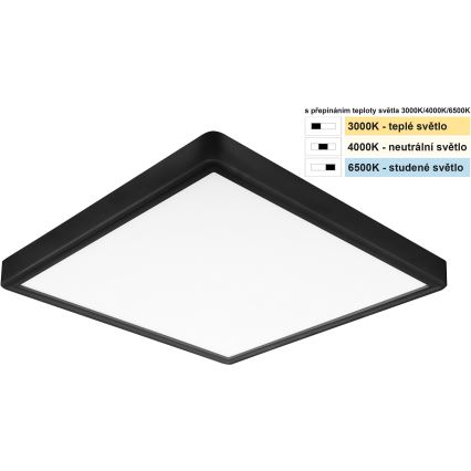Top Light - LED Plafon REVIT LED/24W/230V 3000/4000/6500K 30x30 cm czarny