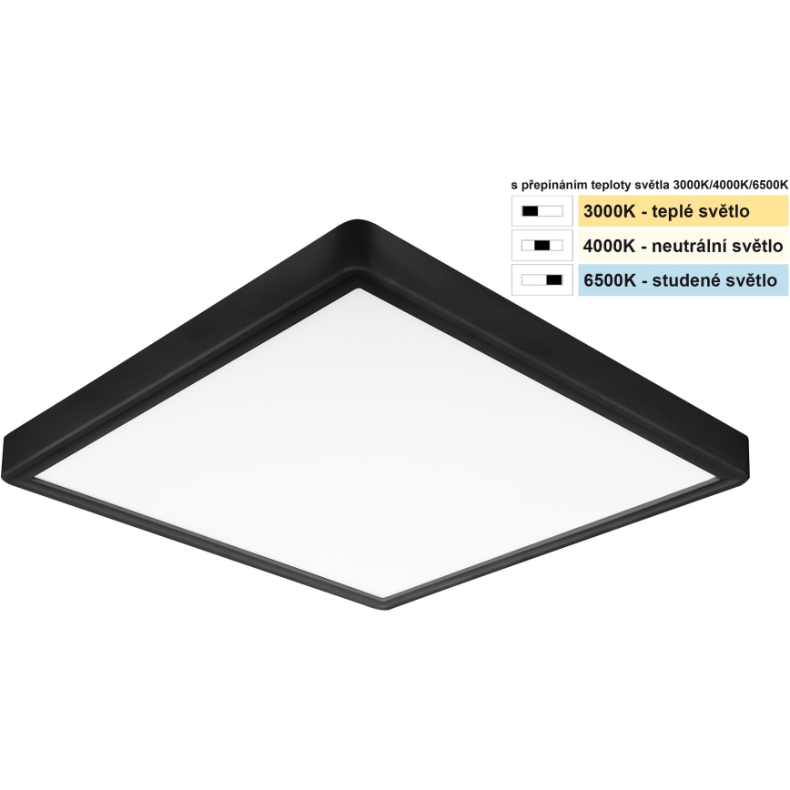 Top Light - LED Plafon REVIT LED/24W/230V 3000/4000/6500K 30x30 cm czarny