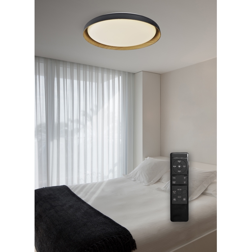 Top Light - LED Plafon ściemnialny SATELLITE LED/36W/230V 3000-6500K śr. 43 cm czarny/brązowy + pilot zdalnego sterowania