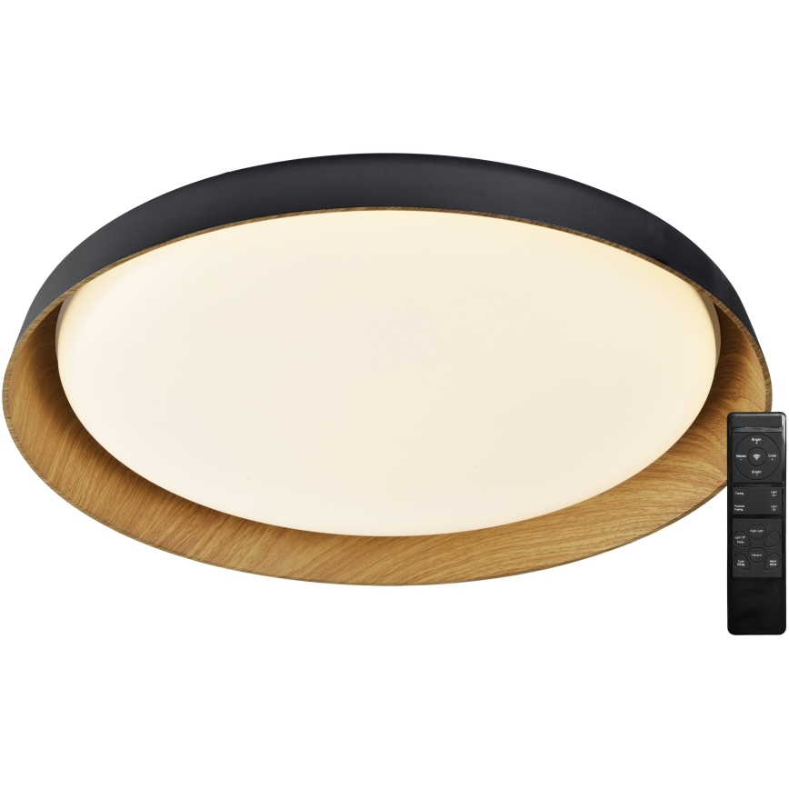 Top Light - LED Plafon ściemnialny SATELLITE LED/48W/230V 3000-6500K śr. 53 cm czarny/brązowy + pilot zdalnego sterowania