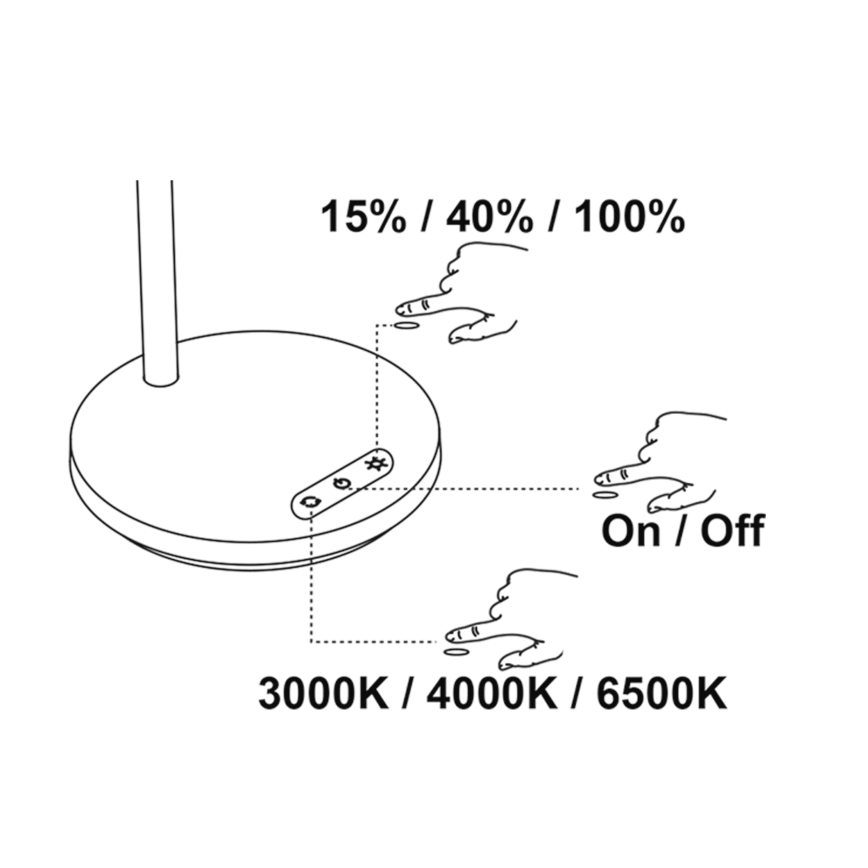 Top Light - LED Lampa Stołowa z Regulacją Dotykową BELLA LED/4,8W/5V 3000/4000/6500K biały