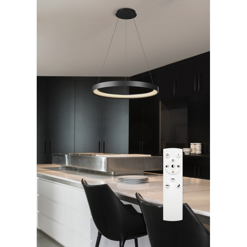 Top Light - LED Żyrandol ściemnialny na lince ORBIT LED/40W/230V 3000-6500K śr. 50 cm czarny + pilot zdalnego sterowania