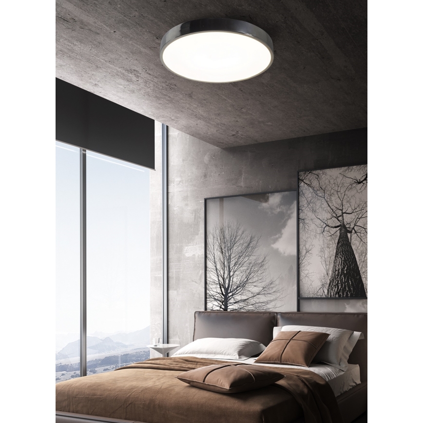 Top Light Metalowa 40CR pilot - LED Plafon ściemnialny METAL LED/51W/230V chrom błyszczący + pilot zdalnego sterowania
