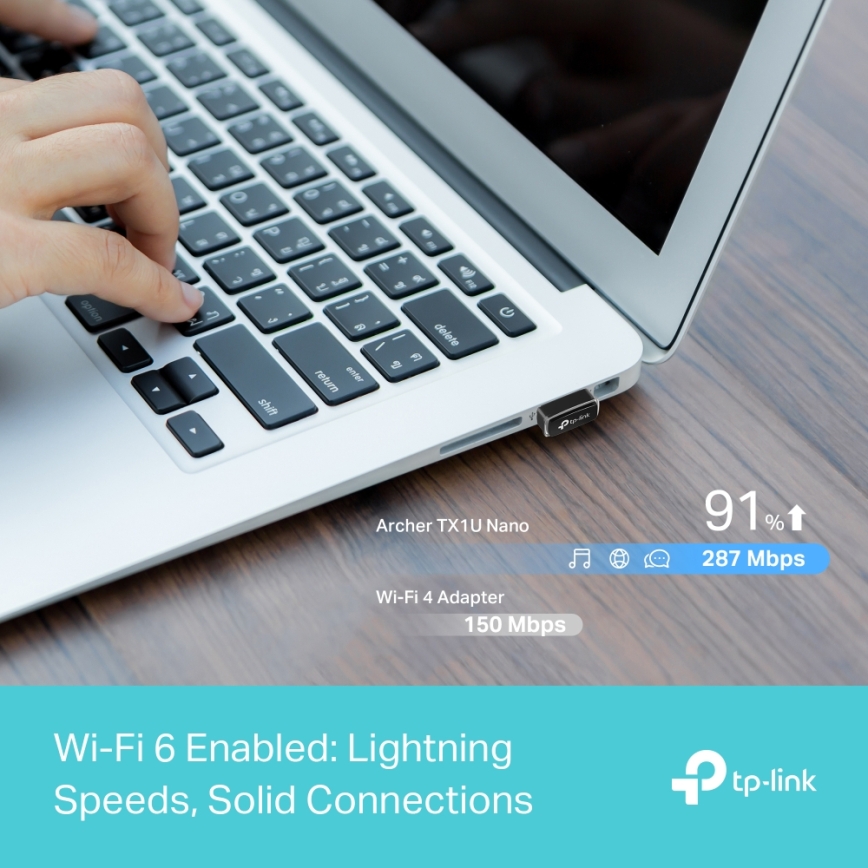 TP-Link - Bezprzewodowy nano adapter USB Wi-Fi 6 Archer TX1U Nano