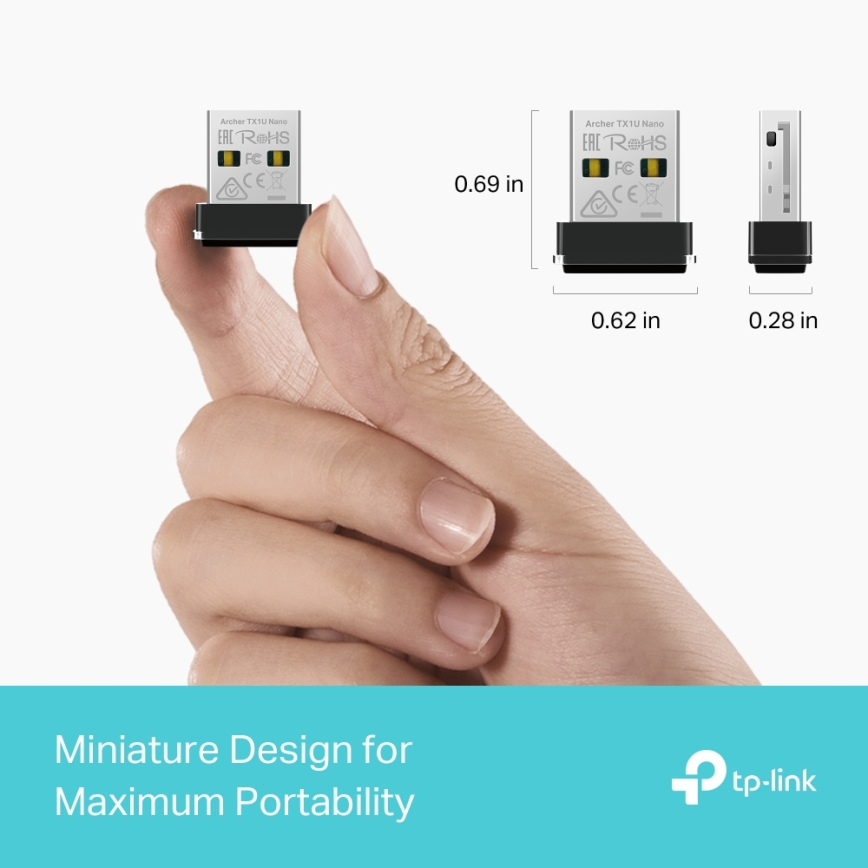 TP-Link - Bezprzewodowy nano adapter USB Wi-Fi 6 Archer TX1U Nano