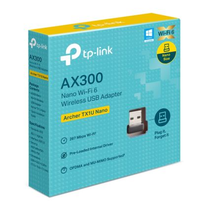 TP-Link - Bezprzewodowy nano adapter USB Wi-Fi 6 Archer TX1U Nano