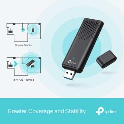 TP-Link - Dwupasmowy bezprzewodowy adapter USB z Wi-Fi 6 Archer TX20U