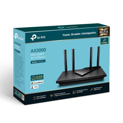 TP-Link - Dwupasmowy multigigabitowy router Wi-Fi 6 z portem 2,5 Gb/s Archer AX55 Pro