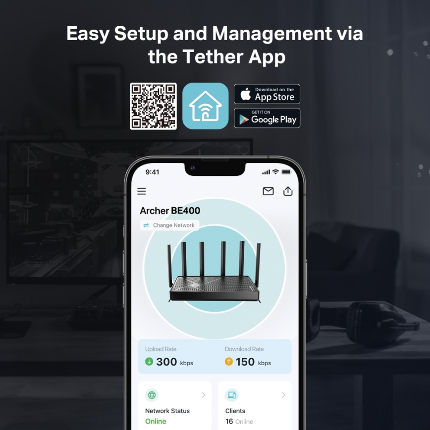 TP-Link - Dwupasmowy router Wi-Fi 7 Archer BE400