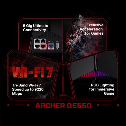 TP-Link - Gamingowy trójpasmowy router Wi-Fi 7 Archer GE550