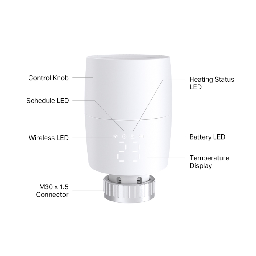 TP-Link - Inteligentna głowica termostatyczna z wyświetlaczem LCD 2xAA Tuya