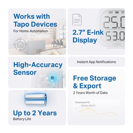 TP-Link - inteligentny monitor do pomiaru temperatury i wilgotności, zasilany dwiema bateriami AAA, Wi‑Fi