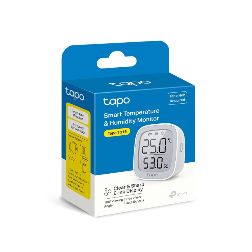 TP-Link - inteligentny monitor do pomiaru temperatury i wilgotności, zasilany dwiema bateriami AAA, Wi‑Fi