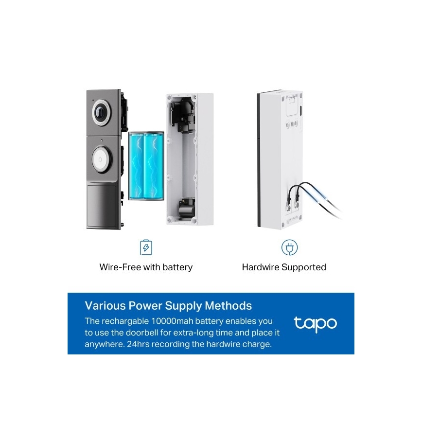 TP-Link - Inteligentny wideodzwonek wideo z czujnikiem 2K, 10000 mAh, IP66, Wi‑Fi