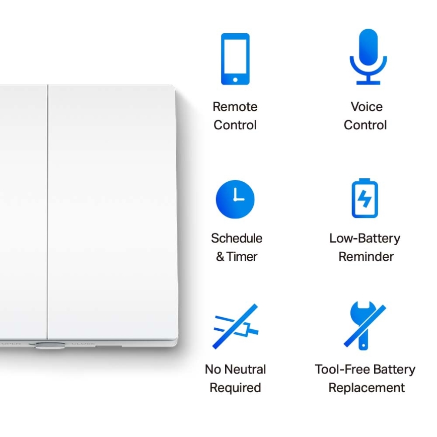 TP-Link - Inteligentny wyłącznik oświetlenia dwuklawiszowy 2xAAA Wi-Fi