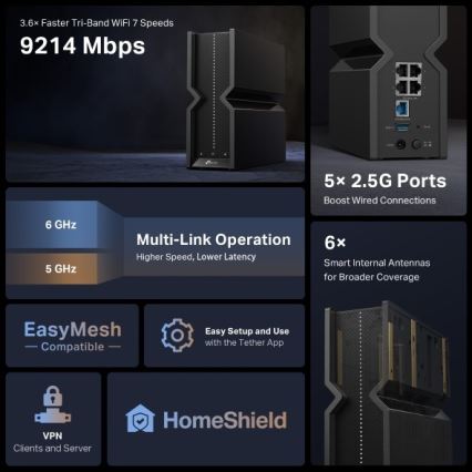 TP-Link - Trójpasmowy router Wi-Fi 7 Archer BE550