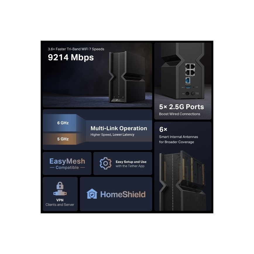 TP-Link - Trójpasmowy router Wi-Fi 7 Archer BE550