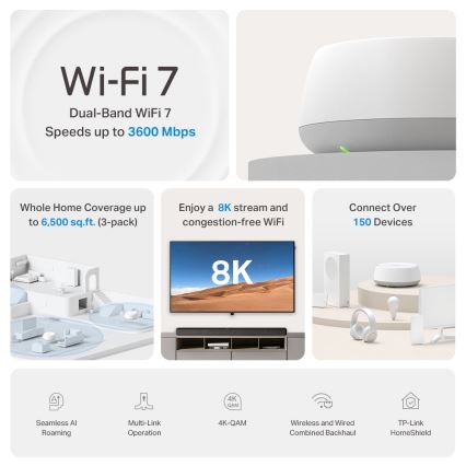 TP-Link - Zestaw 3x system mesh Wi-Fi 7 do całego domu Deco BE22