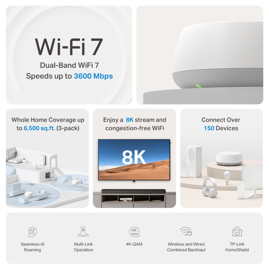 TP-Link - Zestaw 3x system mesh Wi-Fi 7 do całego domu Deco BE22