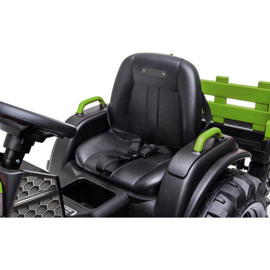 Traktor elektryczny z wózkiem 2x30W/7000 mAh czarny/zielony + zdalne sterowanie