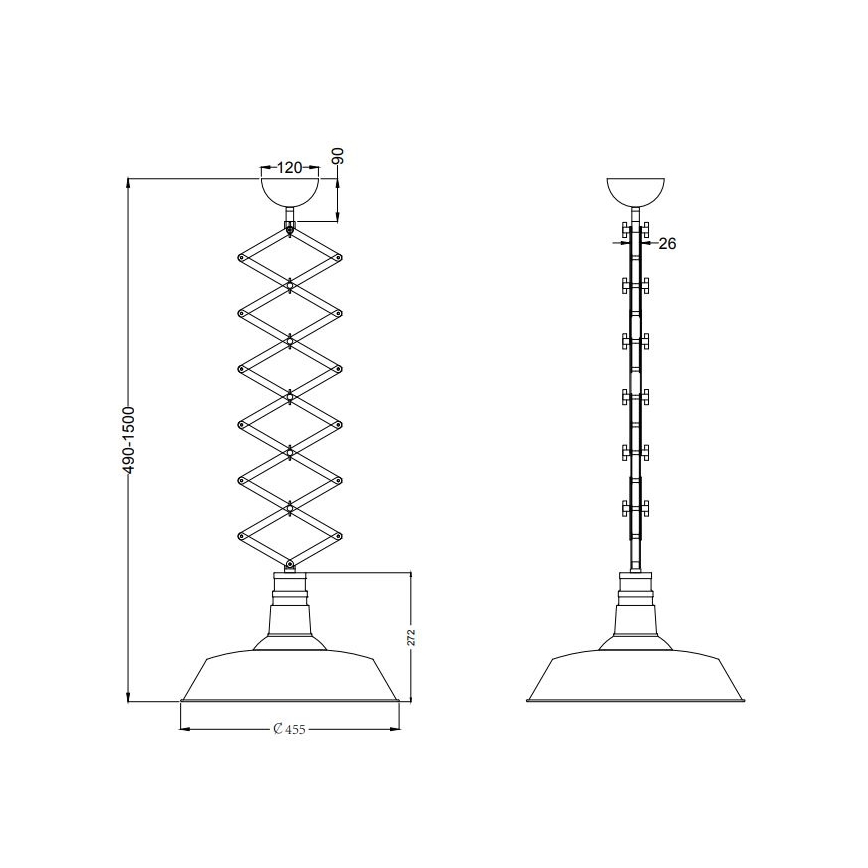 Trio - Lampa wisząca z reg. wysokości DETROIT 1xE27/42W/230V