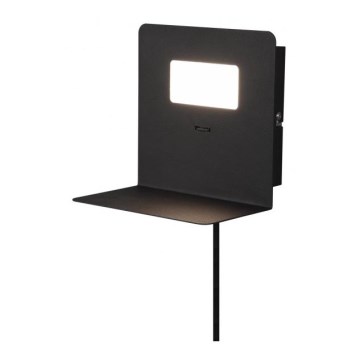 Trio - LED Kinkiet z półką ALOFT LED/3W/230V + USB port czarny
