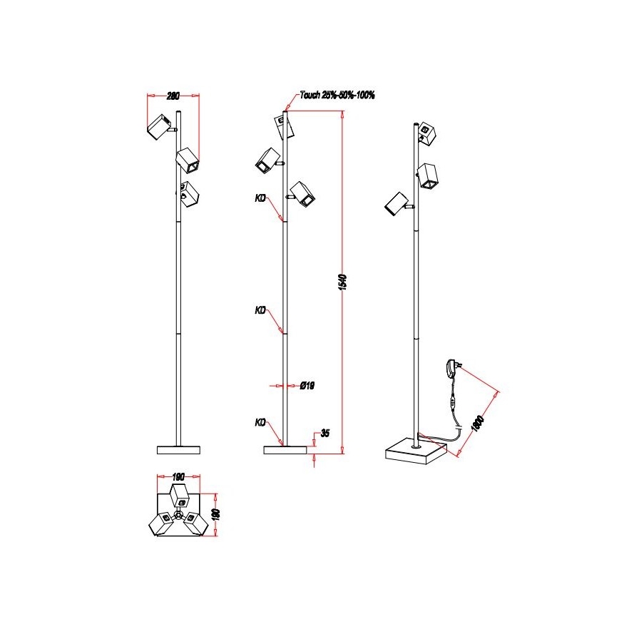 Trio - LED Ściemnialna lampa podłogowa LAGOS 3xLED/4,7W/230V
