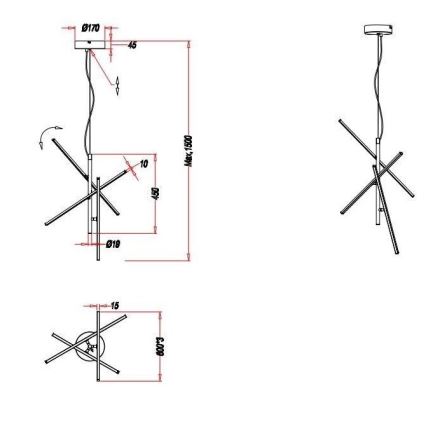 Trio - LED Ściemnialny żyrandol na lince TIRIAC 3xLED/7,5W/230V