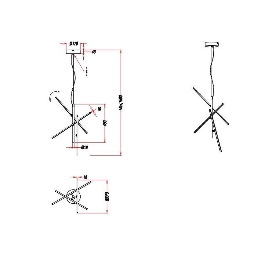 Trio - LED Ściemnialny żyrandol na lince TIRIAC 3xLED/7,5W/230V