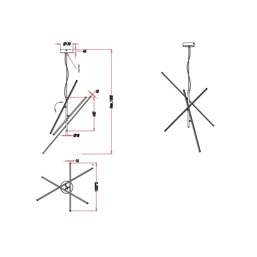 Trio - LED Ściemnialny żyrandol na lince TIRIAC 3xLED/8,5W/230V biały