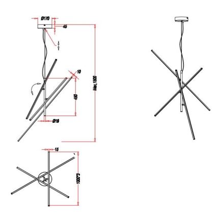 Trio - LED Ściemnialny żyrandol na lince TIRIAC 3xLED/8,5W/230V