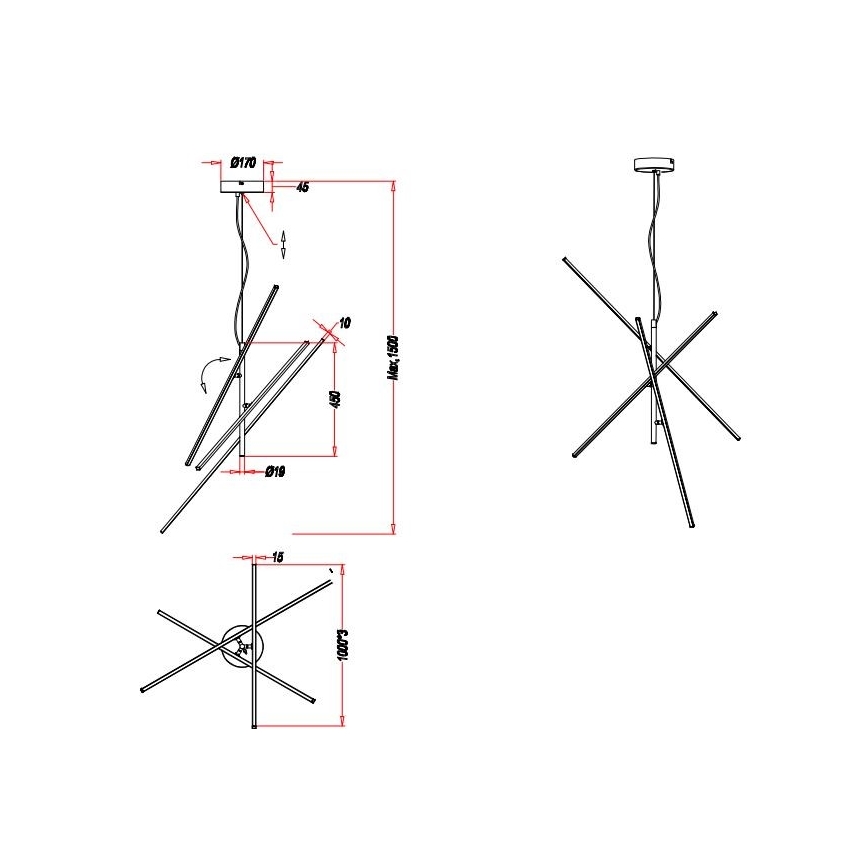 Trio - LED Ściemnialny żyrandol na lince TIRIAC 3xLED/8,5W/230V