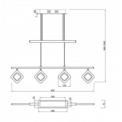 Trio - LED Żyrandol na lince PARADOX 4xLED/4,3W/230V