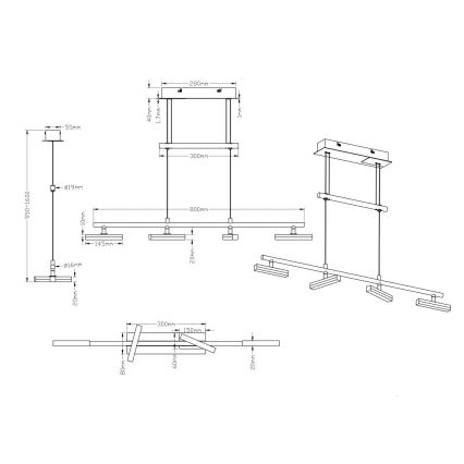 Trio - LED Żyrandol ściemnialny na lince OPIUM 4xLED/4W/230V