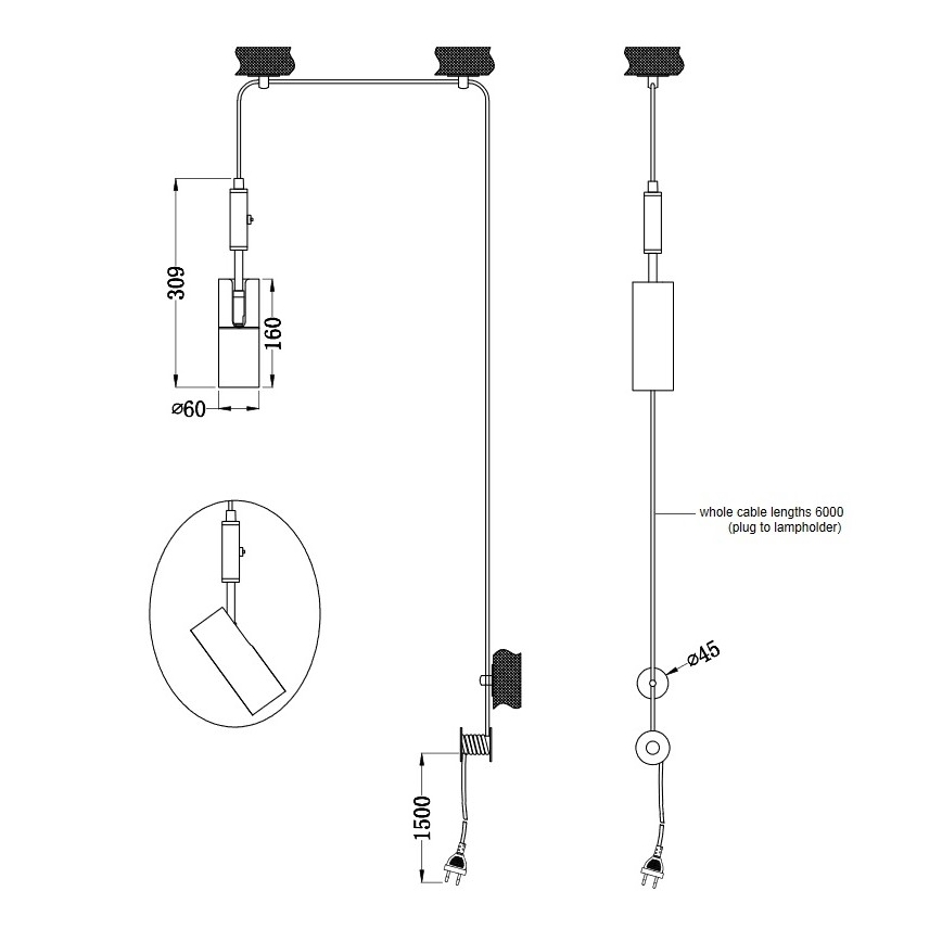 Trio - Żyrandol na lince CARLA 1xGU10/35W/230V