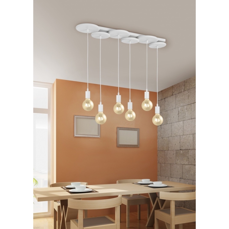 Trio - Żyrandol na lince DISCUS 6xE27/28W/230V biały