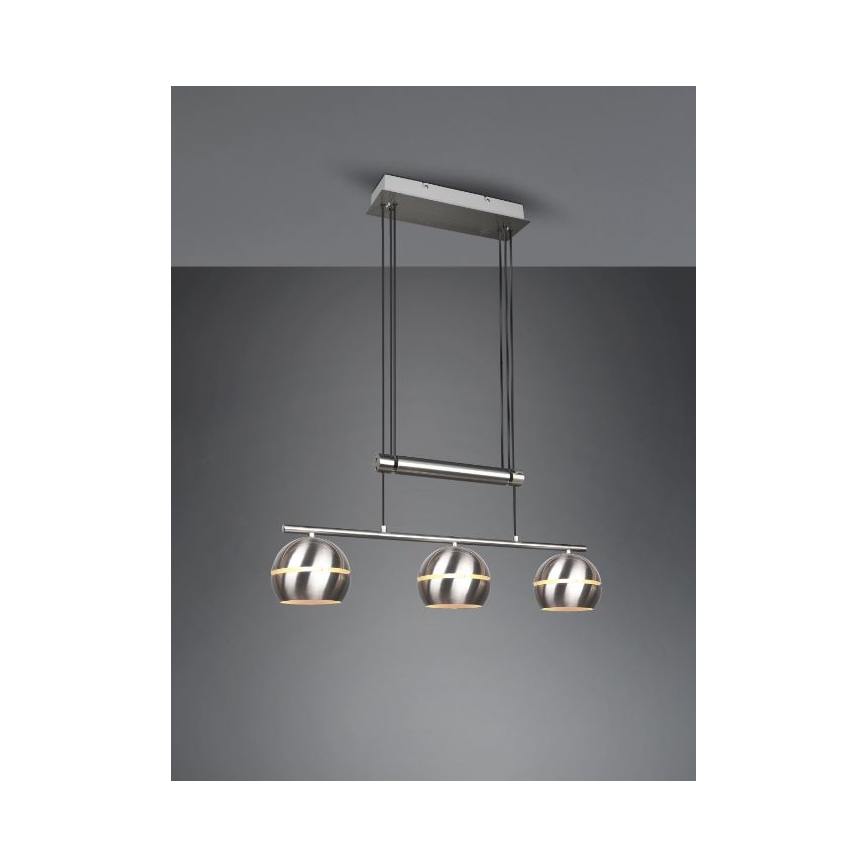 Trio - Żyrandol na lince FLETCHER 3xE14/40W/230V matowy chrom