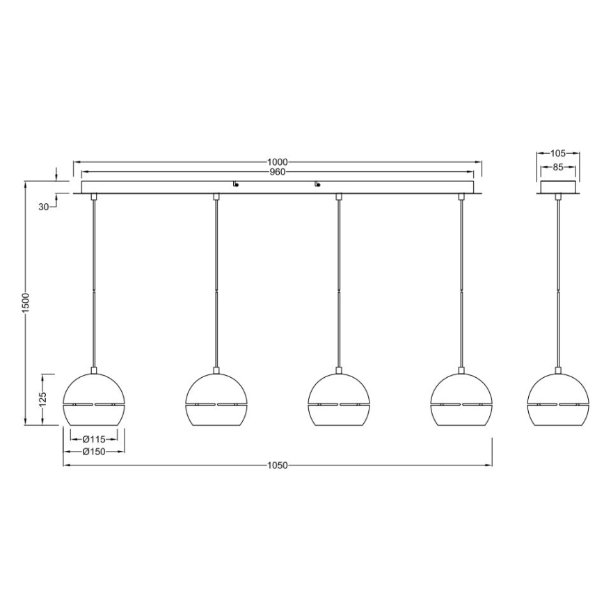 Trio - Żyrandol na lince FLETCHER 4xE14/40W/230V matowy chrom
