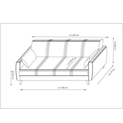 Trzyosobowa rozkładana sofa KORFU beżowa