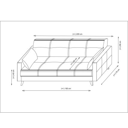 Trzyosobowa rozkładana sofa KORFU ciemnoszara