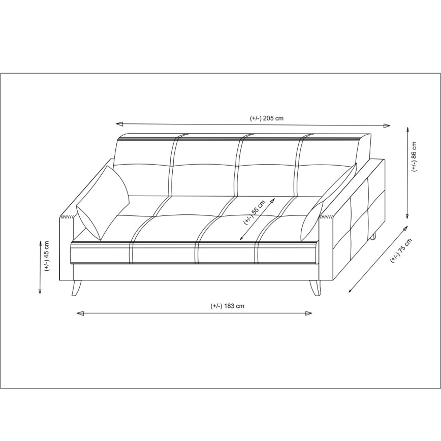 Trzyosobowa rozkładana sofa KORFU ciemnoszara